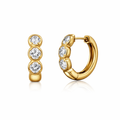 Rounded Prong Triple Diamond Huggies