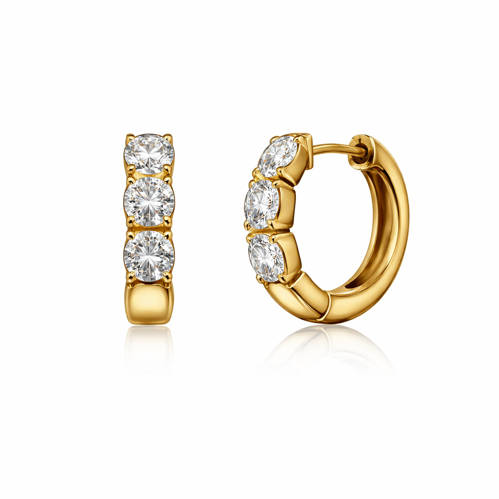 Classic Prong Triple Lab Diamond Huggies