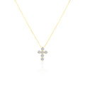Classic Six-Stone Diamond Cross Necklace