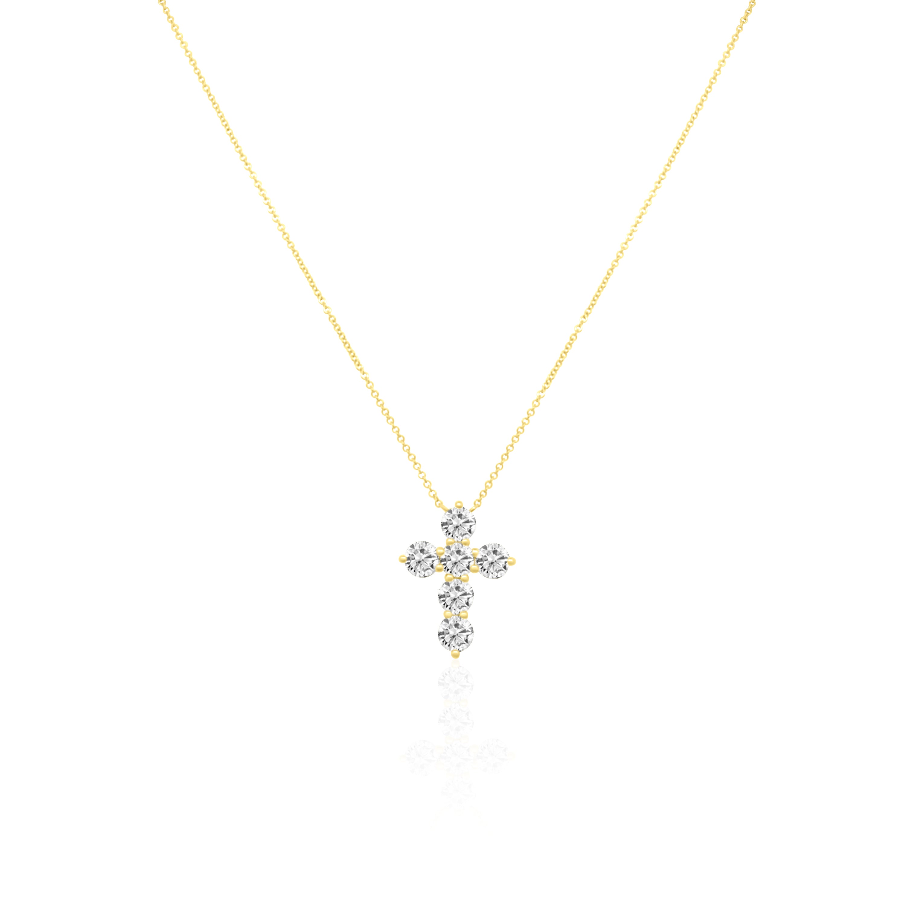 Classic Six-Stone Diamond Cross Necklace