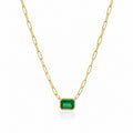 14K Yellow Gold Columbia Emerald-Cut Paperclip Necklace