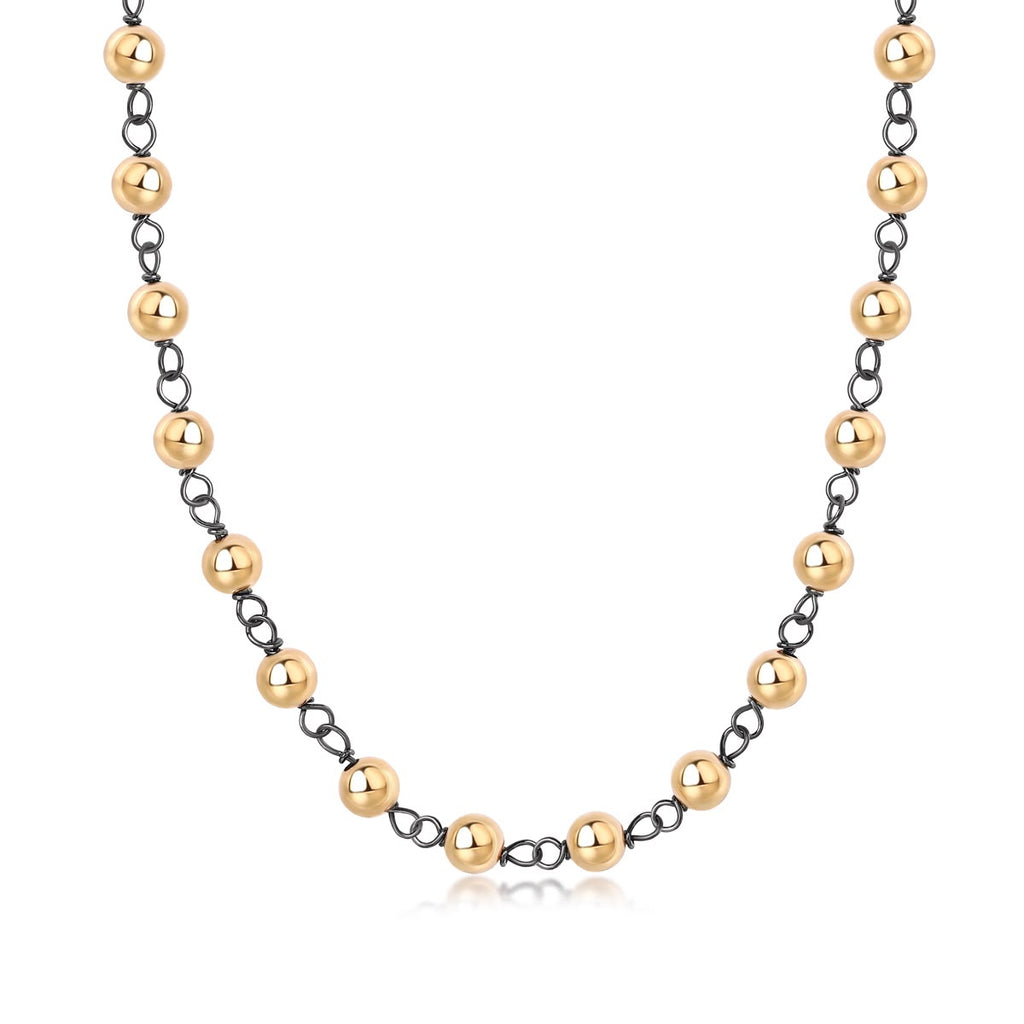 Ball Chain Necklace with Rhodium Links