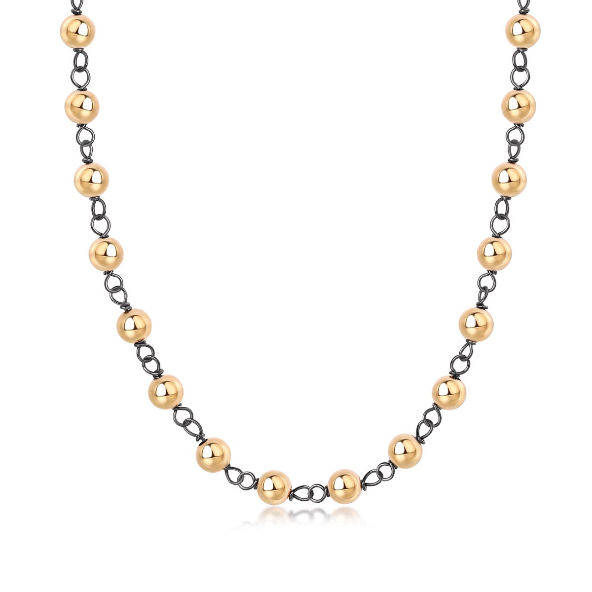Ball Chain Necklace with Rhodium Links
