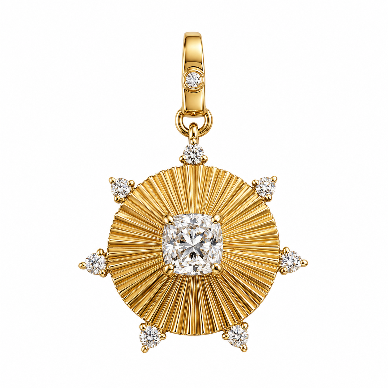 Fluted Spiked Pendant with Cushion Center