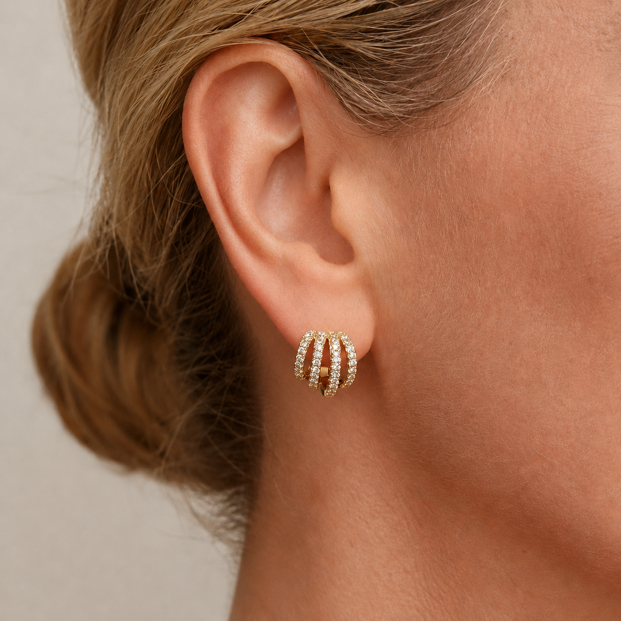 Four Stack Lad Diamond Earrings