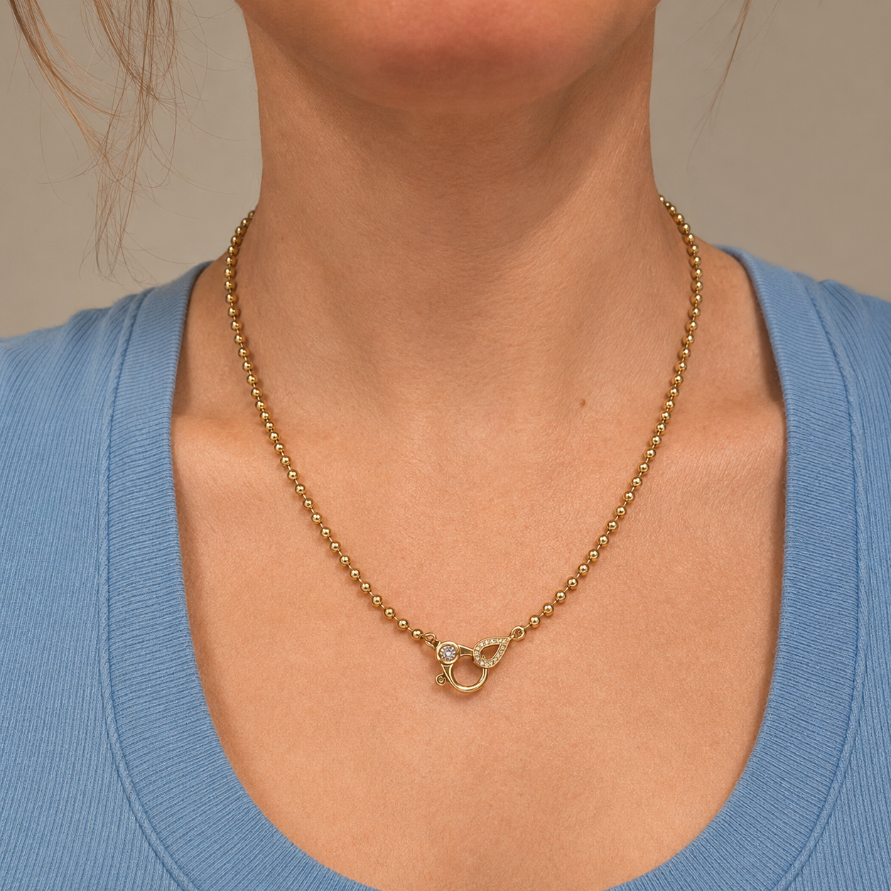 Diamond Clip Ball Chain Necklace
