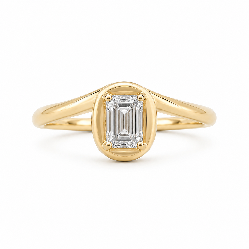 Off-Center Emerald Shaped Pinky Ring