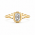 Off-Center Emerald Shaped Pinky Ring