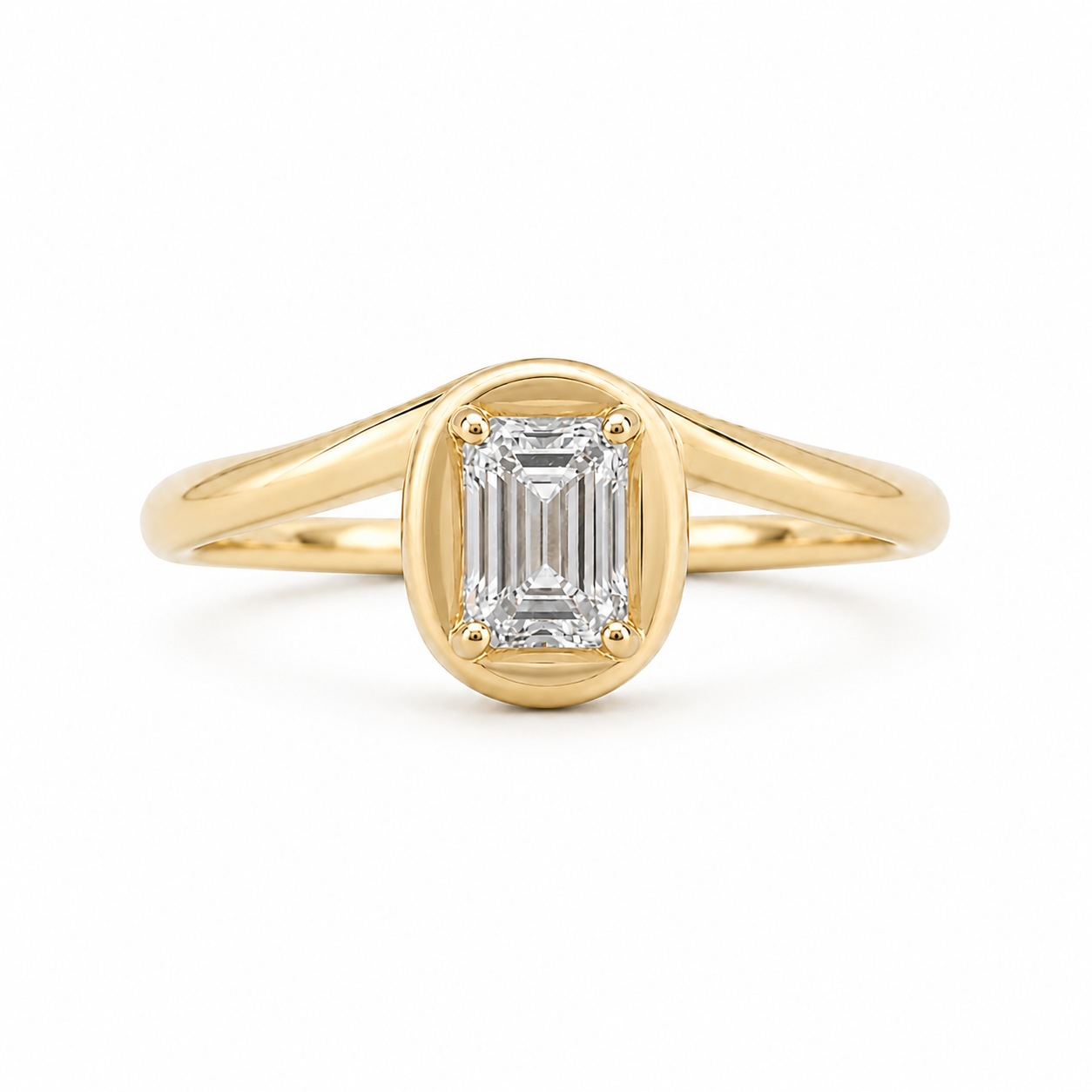 Off-Center Emerald Shaped Pinky Ring