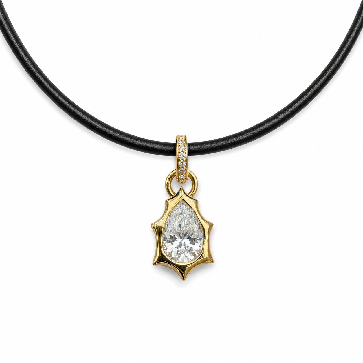 Pear Flame Pendant on Leather Cord