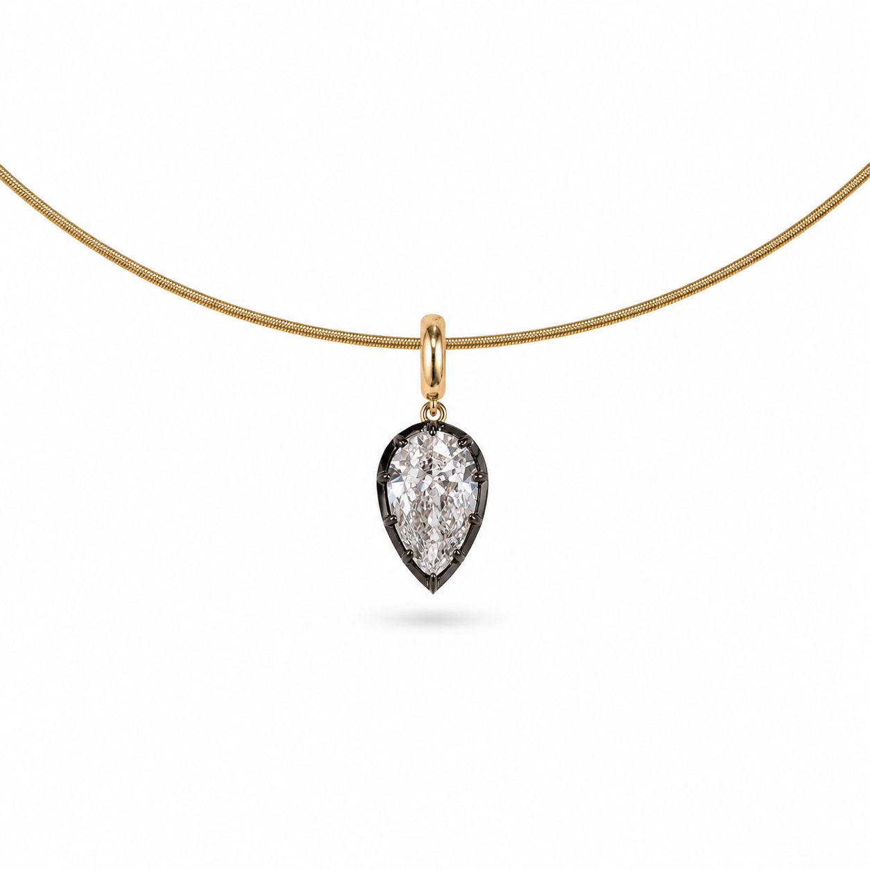 Floating Inverted Pear Lab Diamond Wire Necklace
