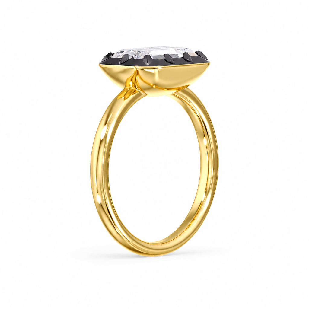 Obsidian Georgian East-West Emerald Cut Ring