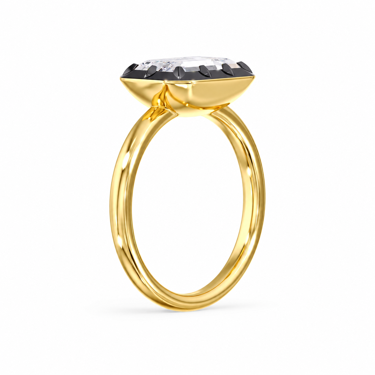 Obsidian Georgian East-West Emerald Cut Ring