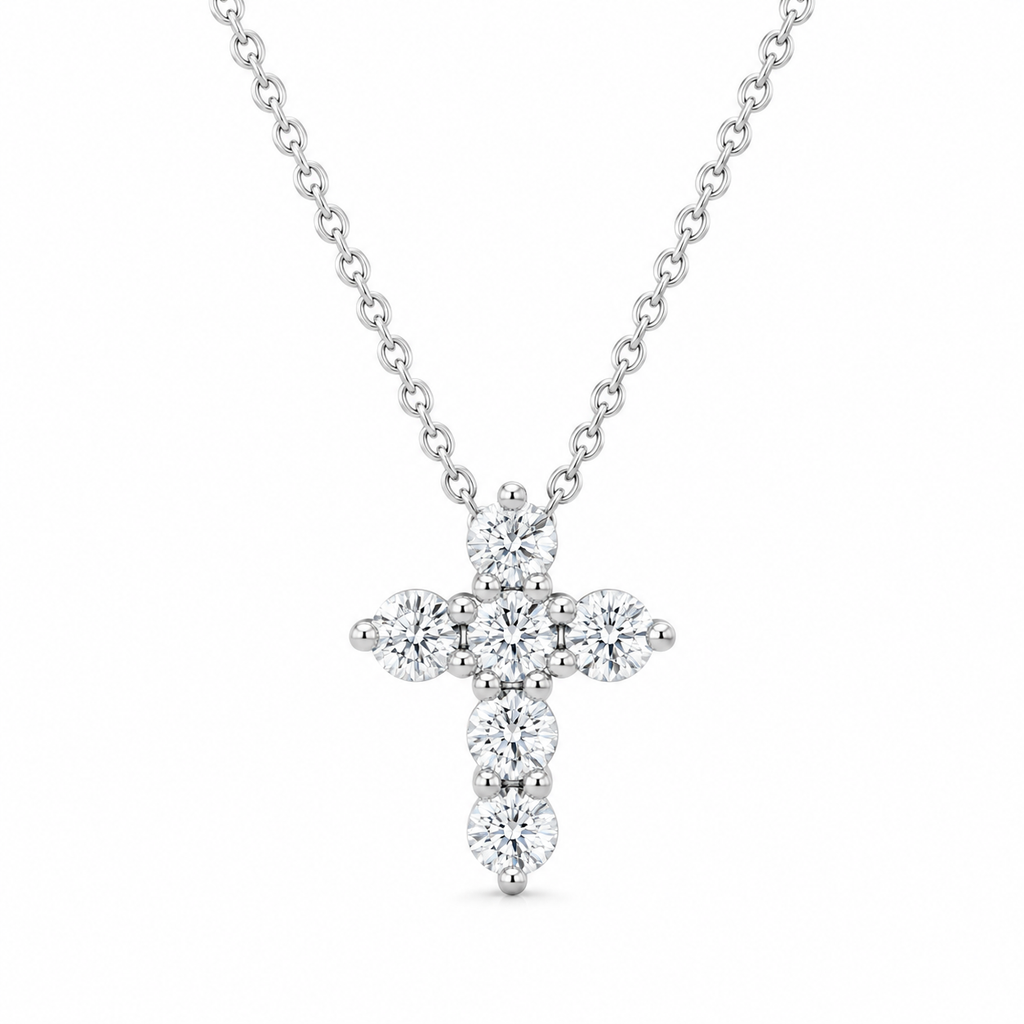 Lab Diamond Cross Pendant Necklace (0.25 carats)