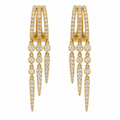 Triple Huggie Lab Diamond Spike Earrings