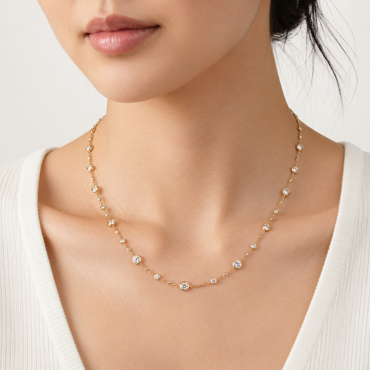 Bezel Station Lab Diamond Necklace