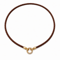 Braided Leather Cord Necklace with Diamond Enhancer