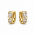 Chunky gold huggie with inset ovals