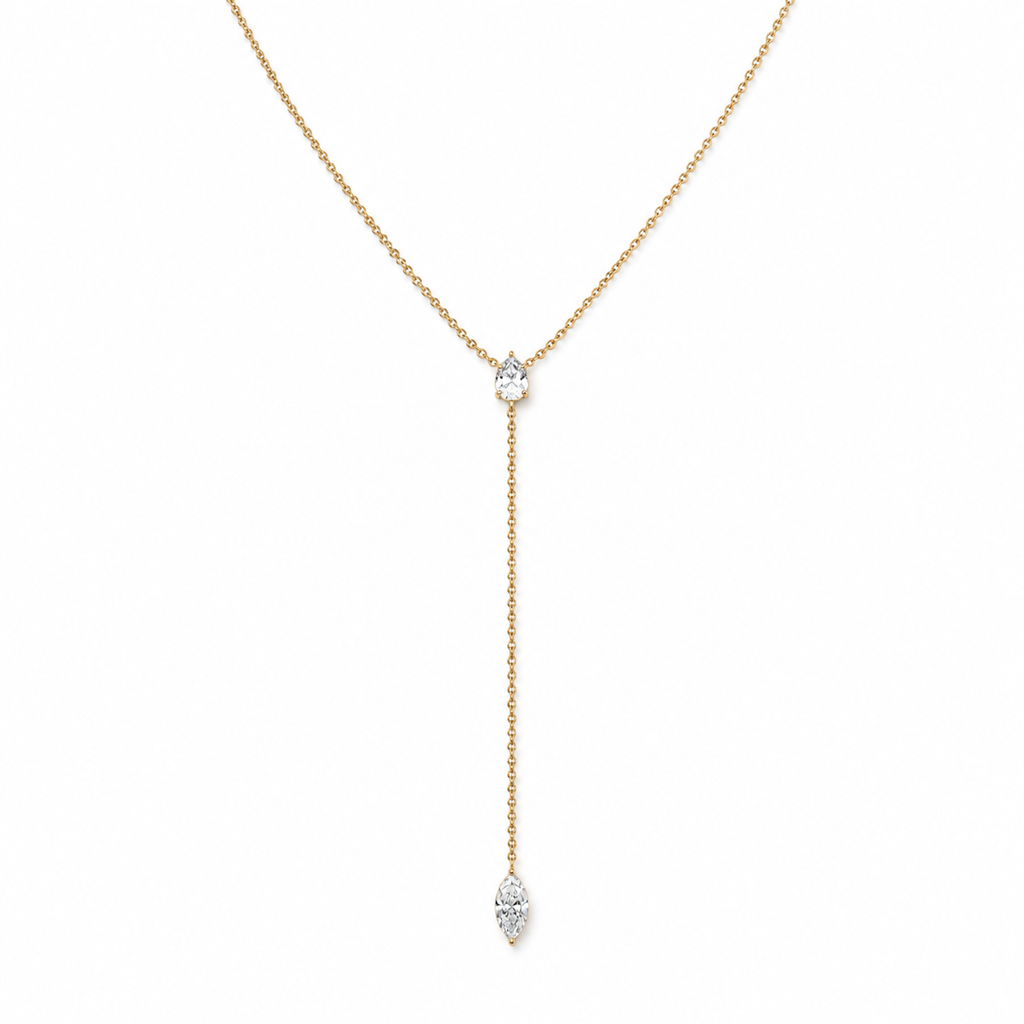 Pear & Marquise Lab Diamond Lariat Necklace
