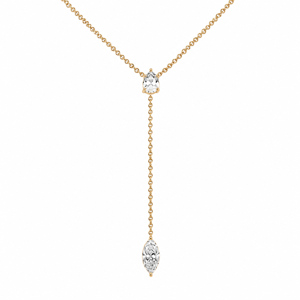 Pear & Marquise Lab Diamond Lariat Necklace