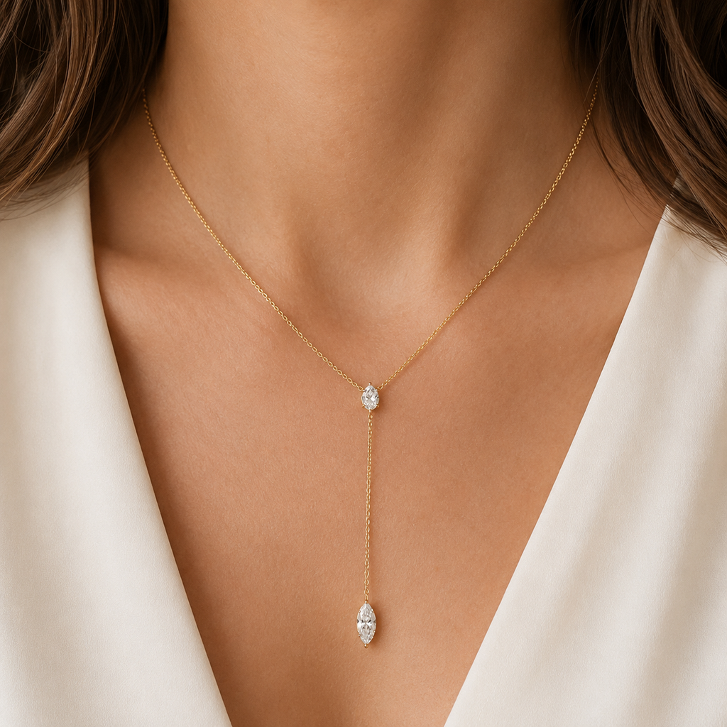 Pear & Marquise Lab Diamond Lariat Necklace