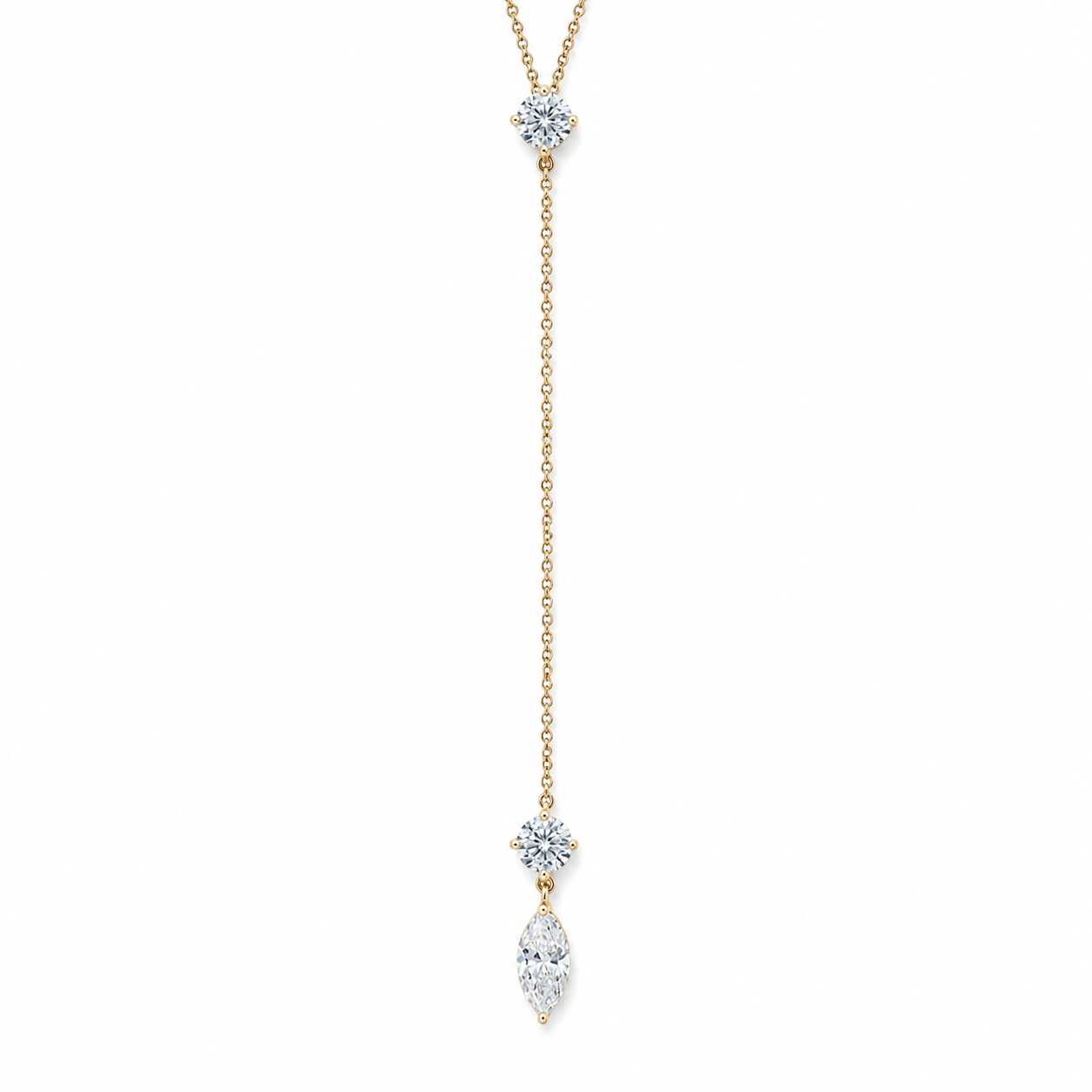 Three-Stone Round & Marquise Lab Diamond Lariat Necklace