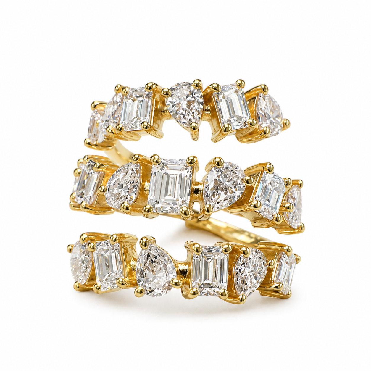 Mixed Shape Lab Diamond Wrap Ring