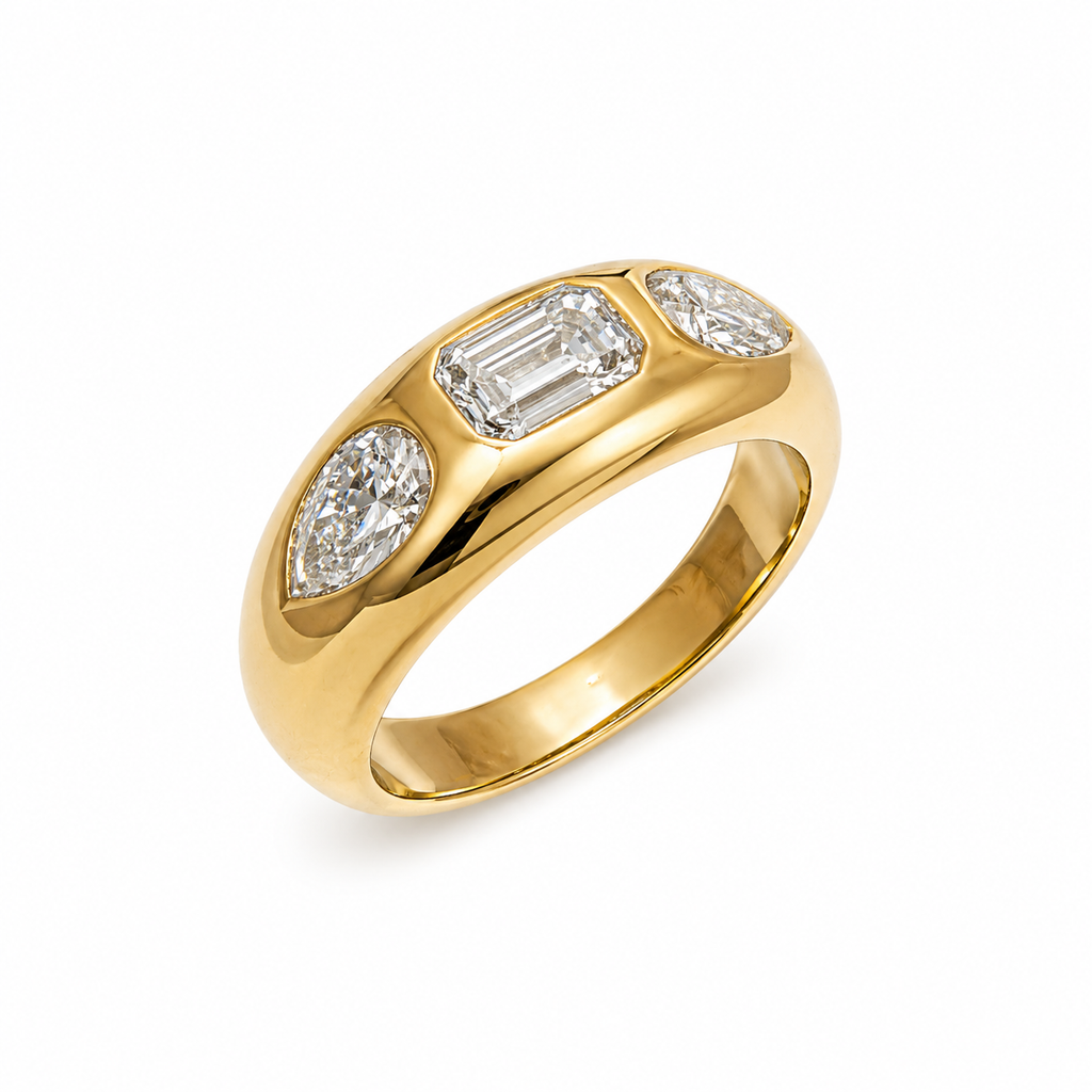 Emerald & Pear Three-Stone Ring