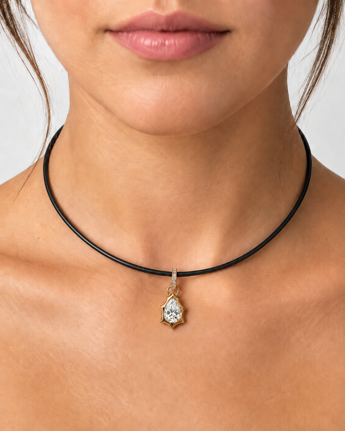 Pear Flame Pendant on Leather Cord