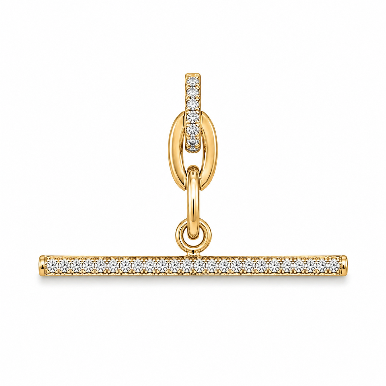 Diamond T-Bar Pendant with Diamond Clip Bail