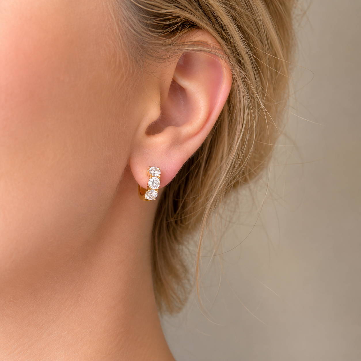 Classic Prong Triple Lab Diamond Huggies