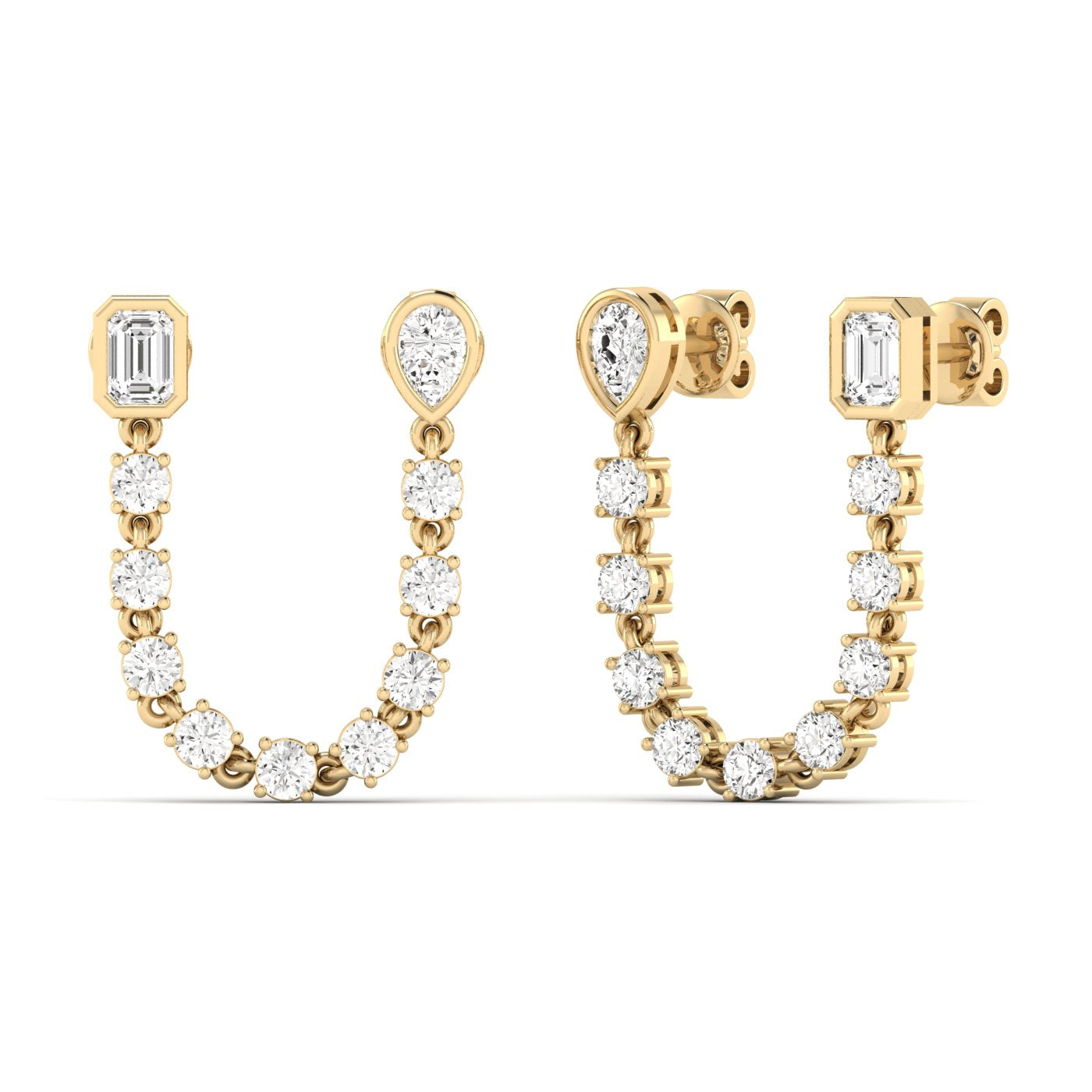 Pear & Emerald Diamond Link Earrings