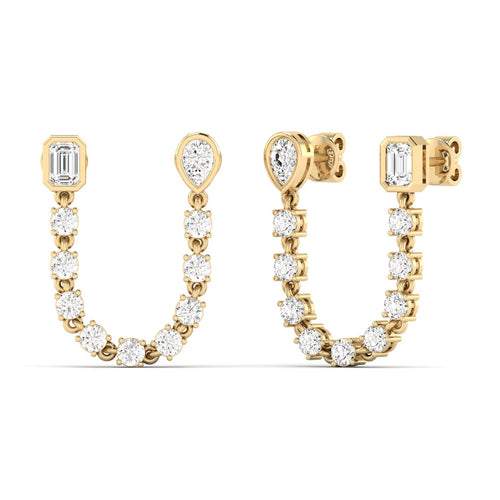Pear & Emerald Diamond Link Earrings