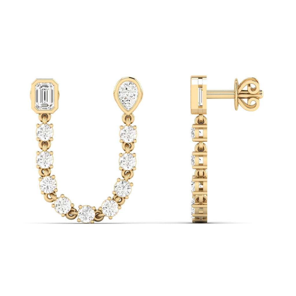 Pear & Emerald Diamond Link Earrings