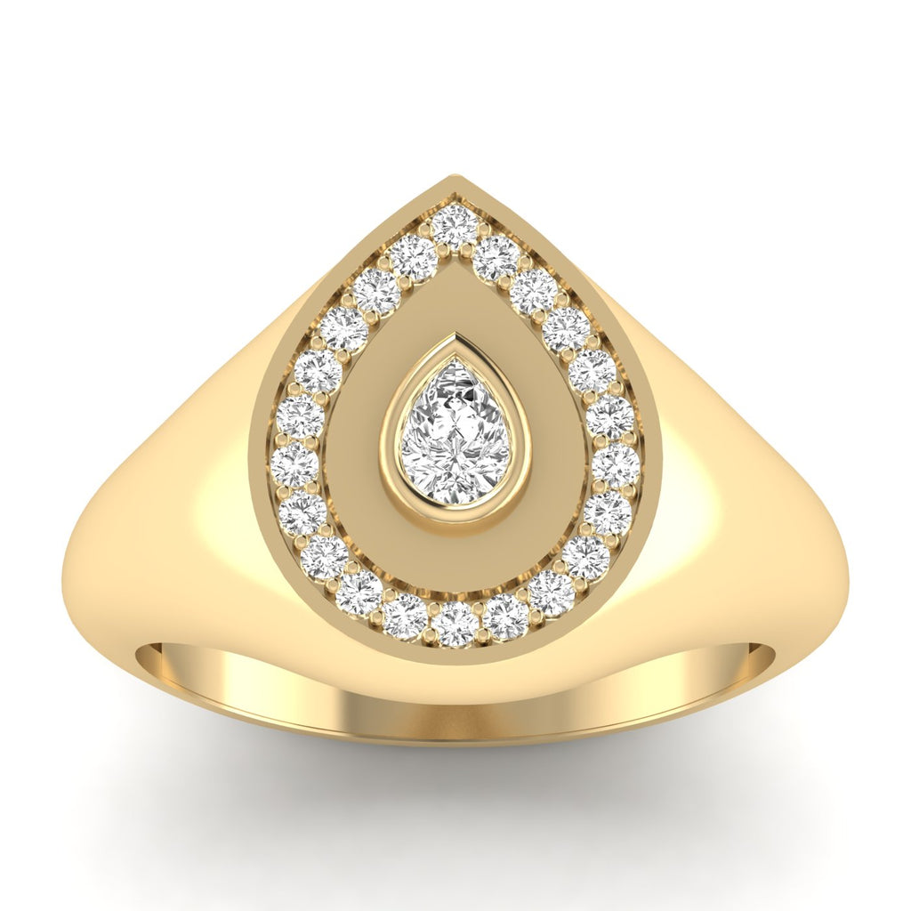 Pear Halo Signet Pinky Ring
