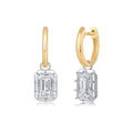 Two-Tone Georgian Emerald Cut Diamond Earrings