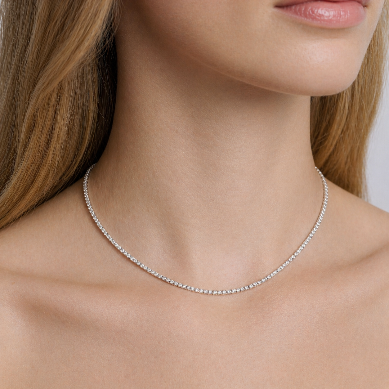 Essential 6 Carat Tennis Necklace – 14K White Gold