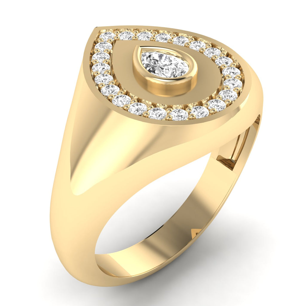 Pear Halo Signet Pinky Ring