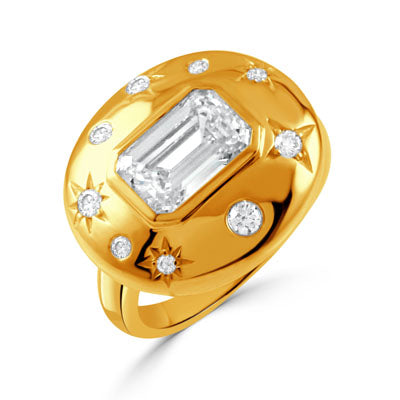 Starlight Emerald Lab Diamond Dome Ring (18K)