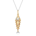 14K Yellow Gold Multicolor Sapphire Fish Pendant