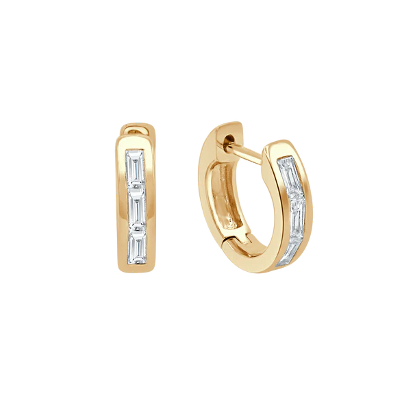 Facet Baguette Huggies in 18K