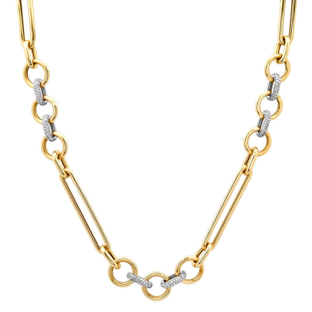 1+7 Oval Two-Tone Mixed Link Necklace