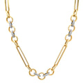 1+7 Oval Two-Tone Mixed Link Necklace