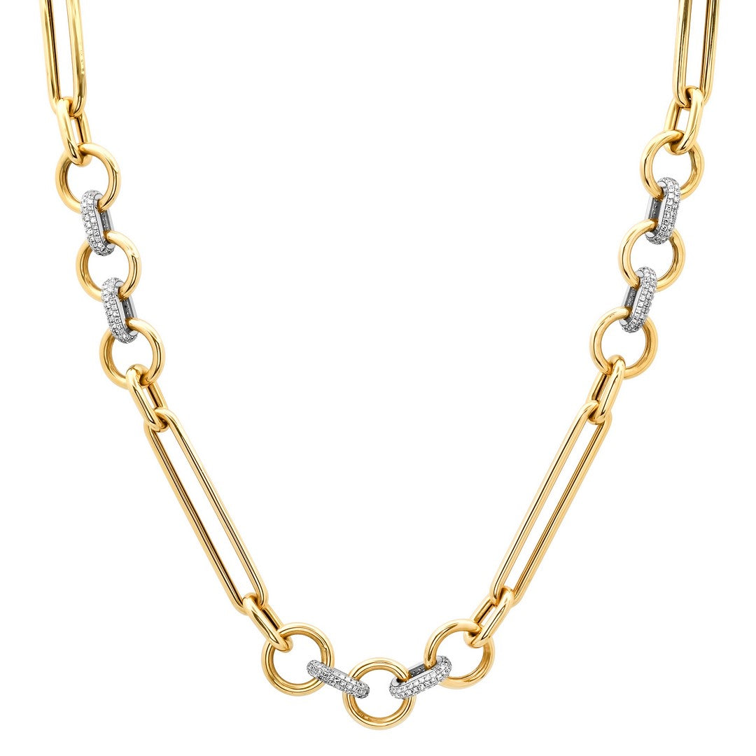 1+7 Oval Two-Tone Mixed Link Necklace