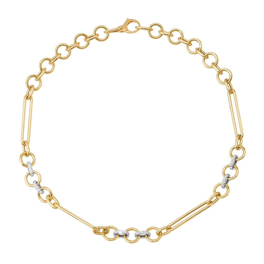 1+7 Oval Two-Tone Mixed Link Necklace