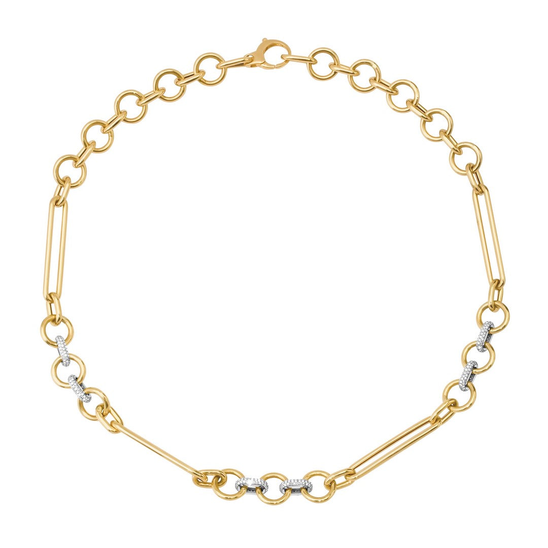 1+7 Oval Two-Tone Mixed Link Necklace