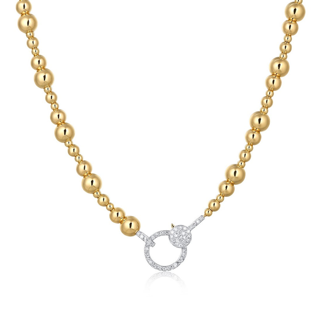 Gold Mixed Ball Chain with Diamond Clasp