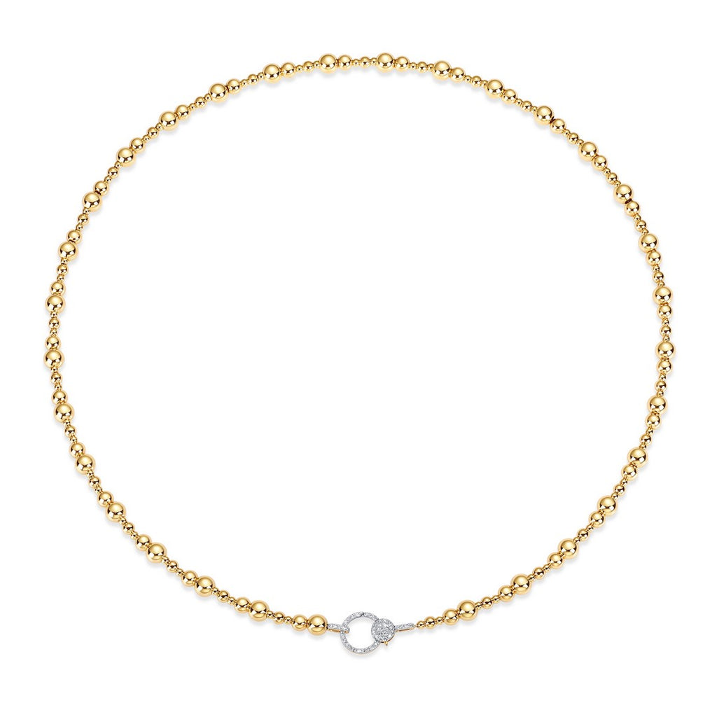 Gold Mixed Ball Chain with Diamond Clasp