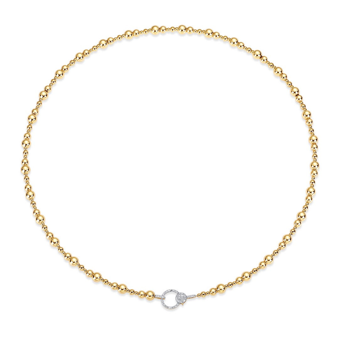 Gold Mixed Ball Chain with Diamond Clasp