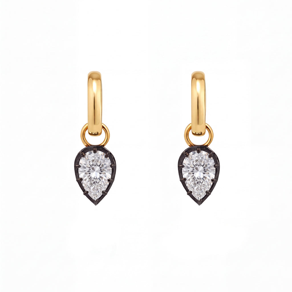 Obsidian Inverted Pear Drop Huggies